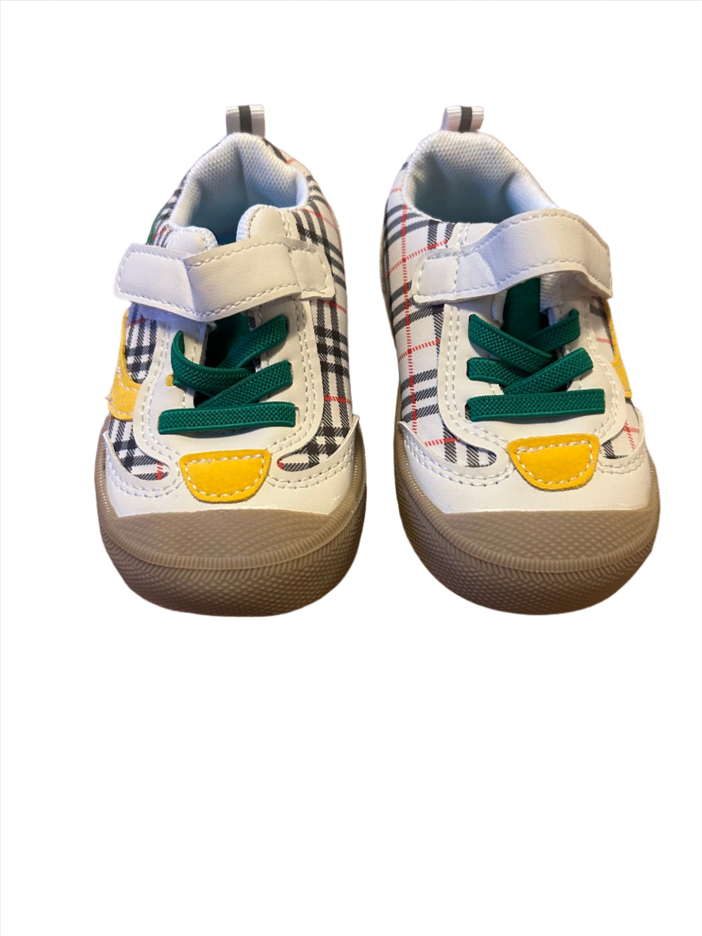 Antislip babyschoentjes met zwarte en rode strepen - maat 19