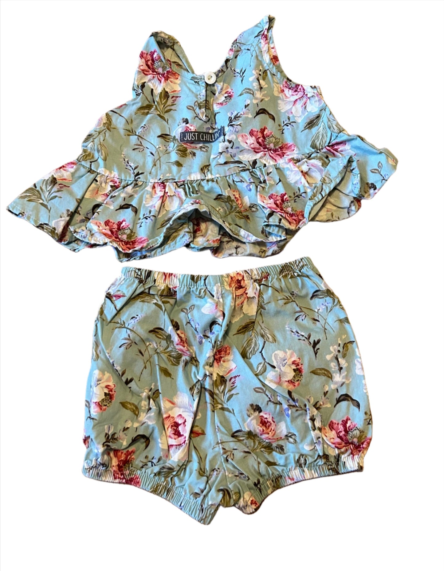 Tweedelige babyset met bloemenmotief voor meisjes - maat 68 (4-6M)