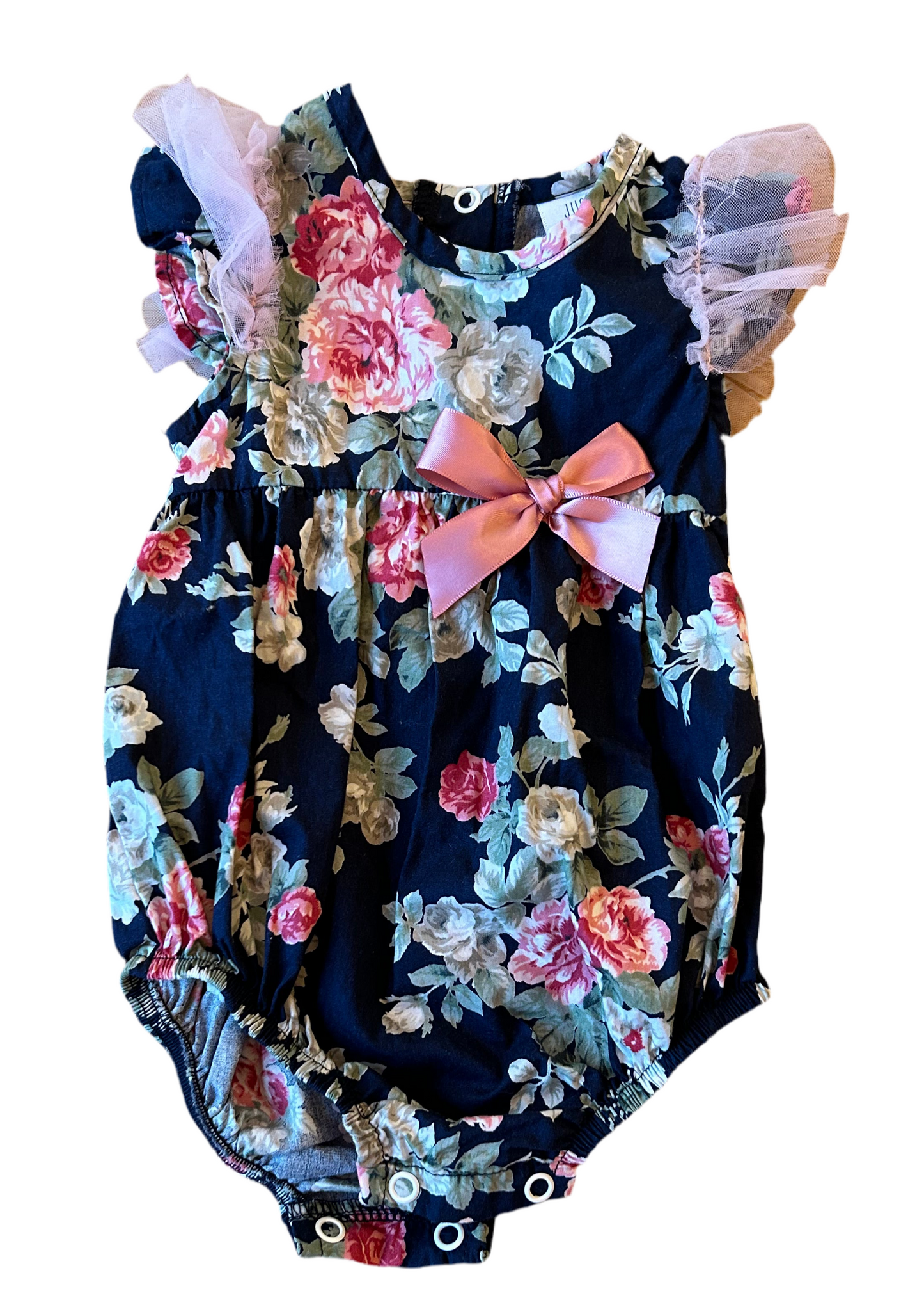 Bloemenrok Onesie met roze lint - maat 62 (3-6M)