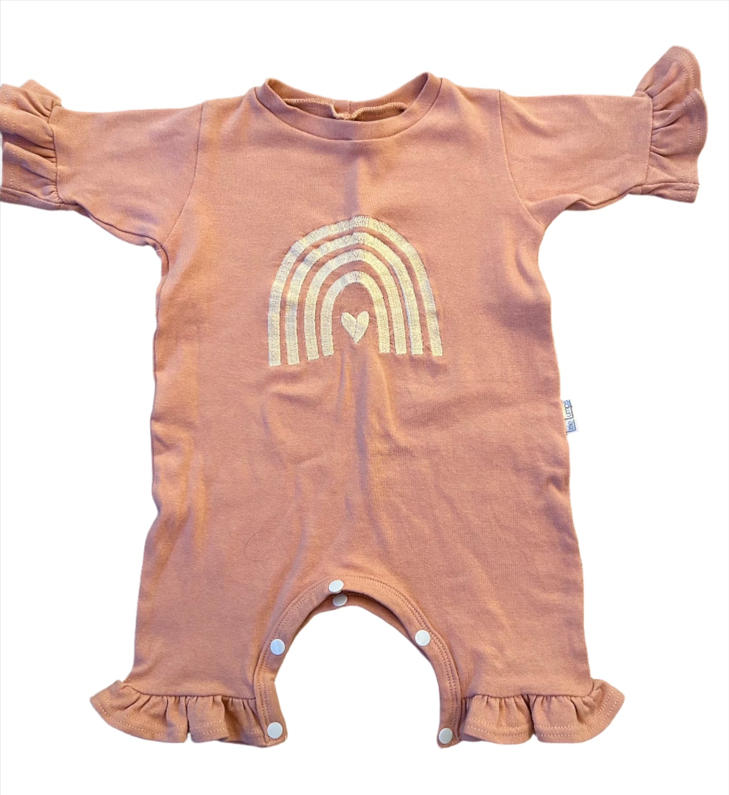 Dusty Pink Onesie met regenboogdetail - 50-60 (0-3M)
