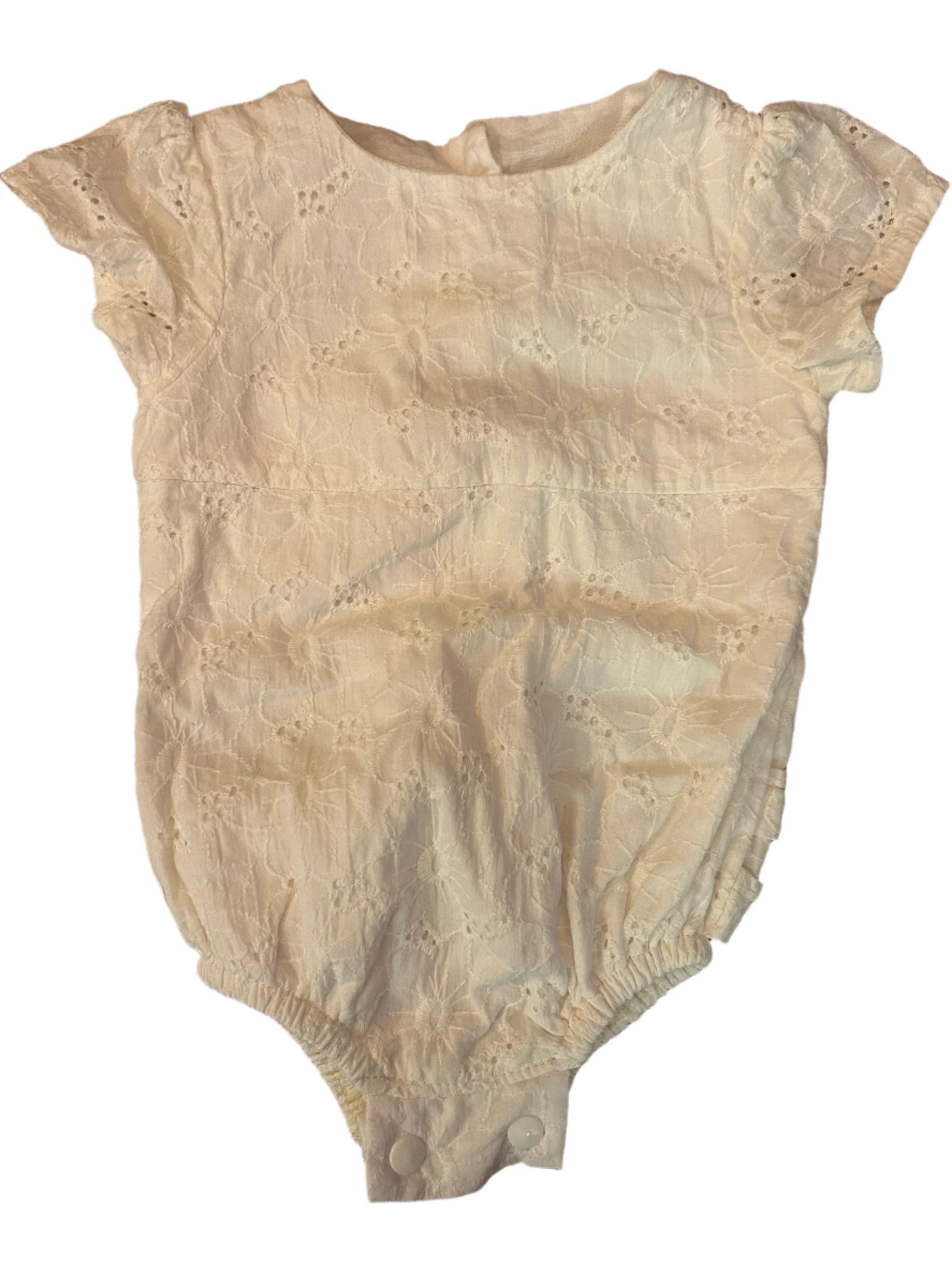 White Baby Girl Romper with Frilly Bottoms - size 68 (3-6M)