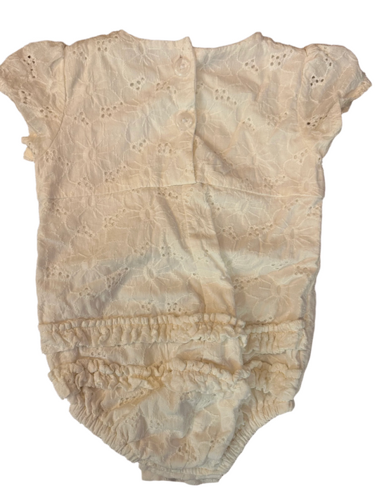 White Baby Girl Romper with Frilly Bottoms - size 68 (3-6M)
