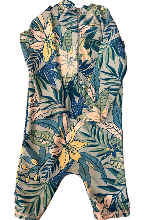 Floral Baby One-piece Swimsuit - size 74-80 (6-12M)