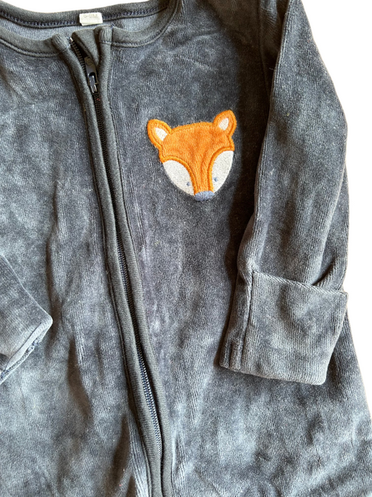 Navy Blue Velvet Jumpsuit - size 74 (6-9M)