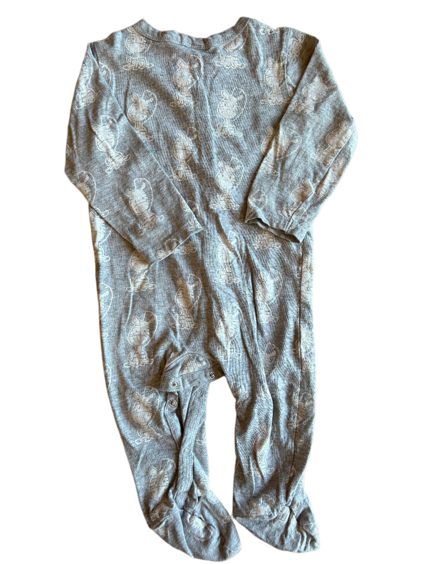 Set van twee grijze babyrompertjes met lange mouwen - maat 74-80 (6-12M)