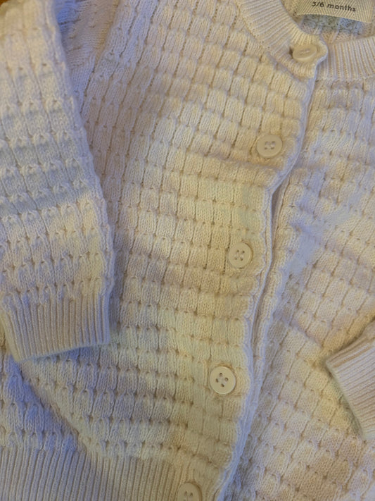 White Knitted Cardigan - Size 68 (3-6M)