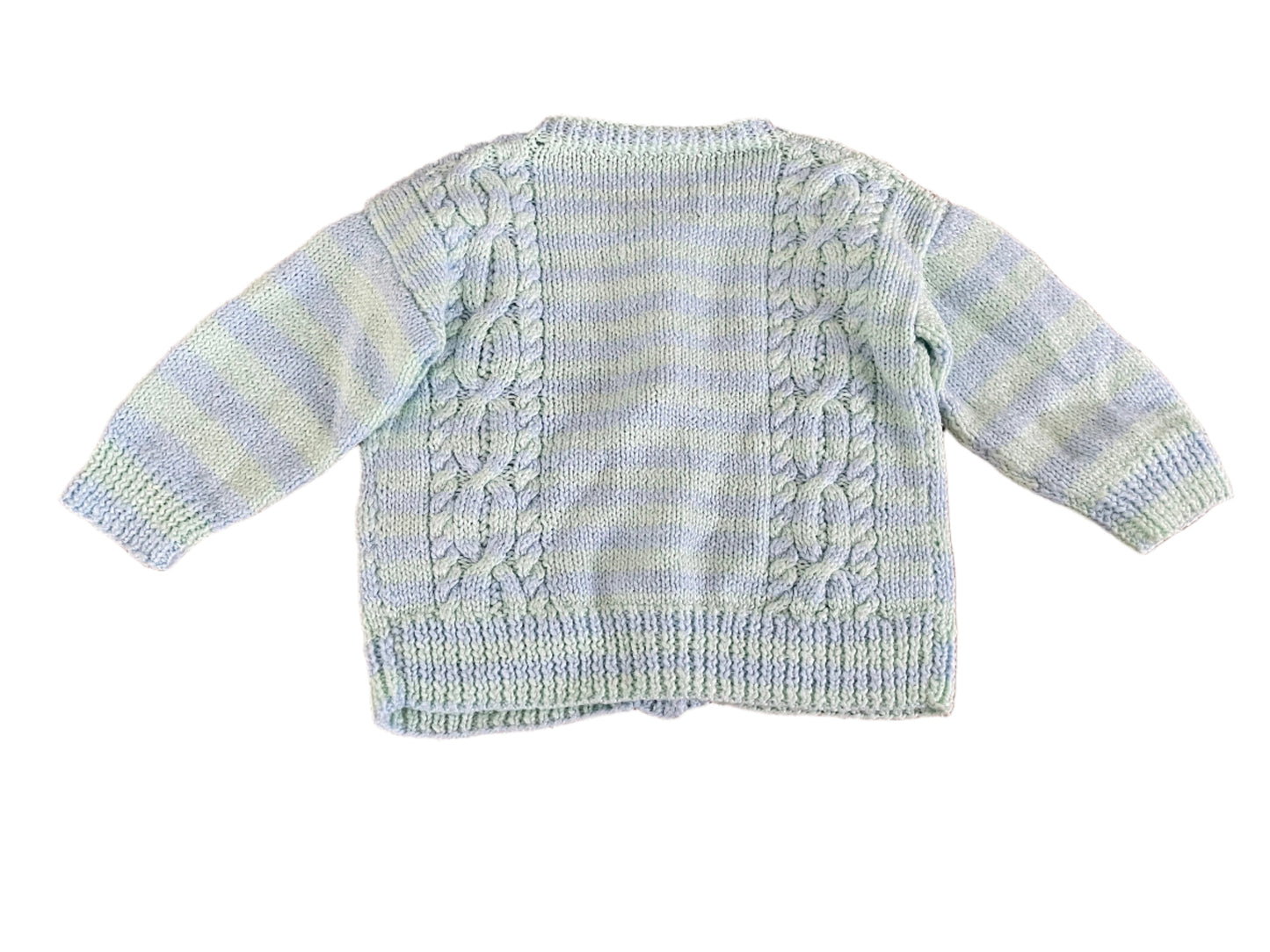 Gebreide blauw en groen gestreepte trui - 92-98 (2-3 jaar)