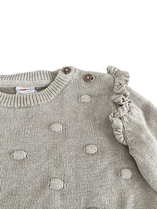 Beige gestippelde trui met lange mouwen - Maat 86 (1-1,5 jaar)