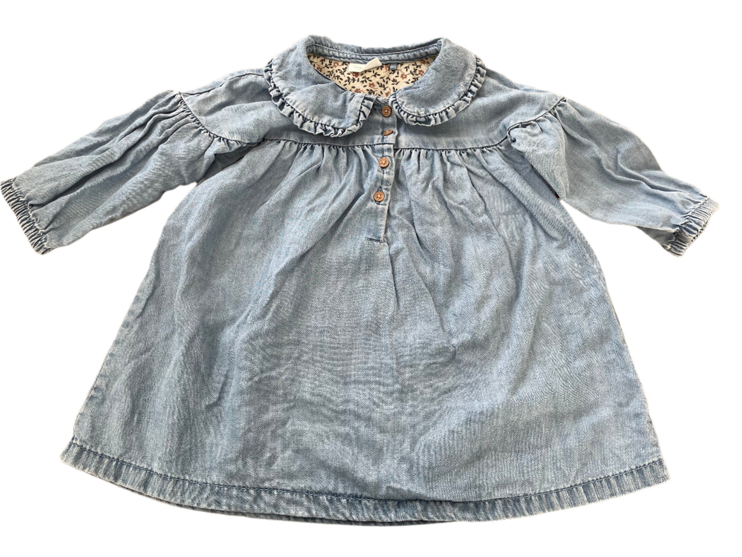Denimjurk met lange mouwen - maat 80 (9-12M)