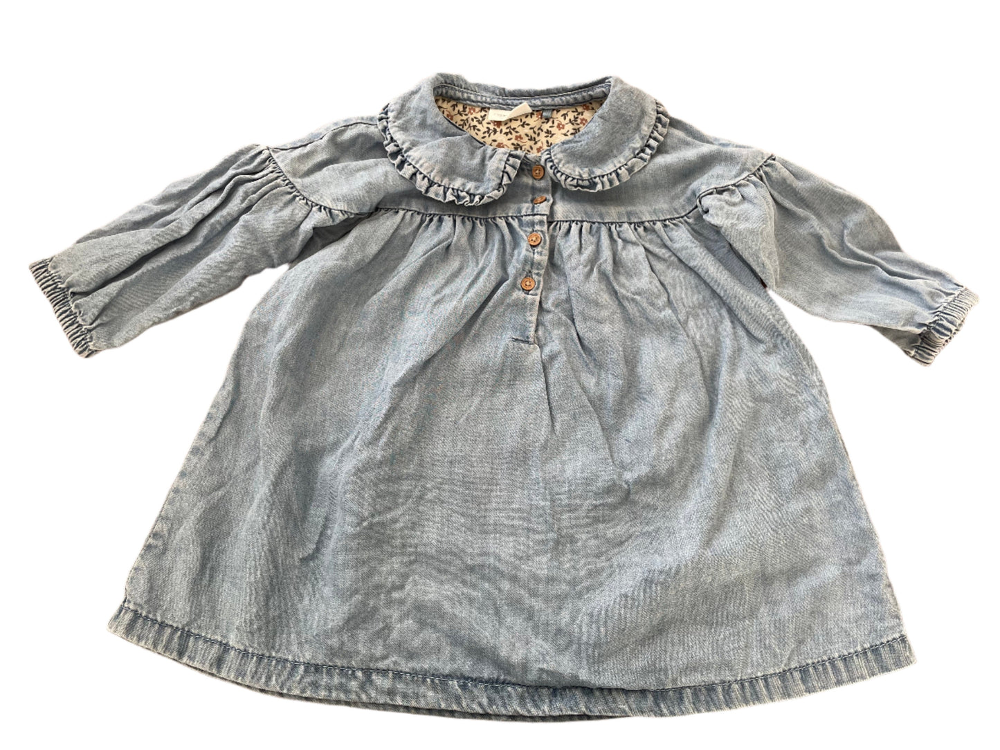 Denimjurk met lange mouwen - maat 80 (9-12M)