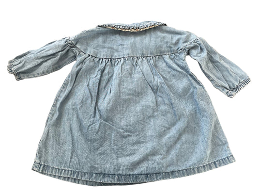 Long-sleeve denim dress - size 80 (9-12M)