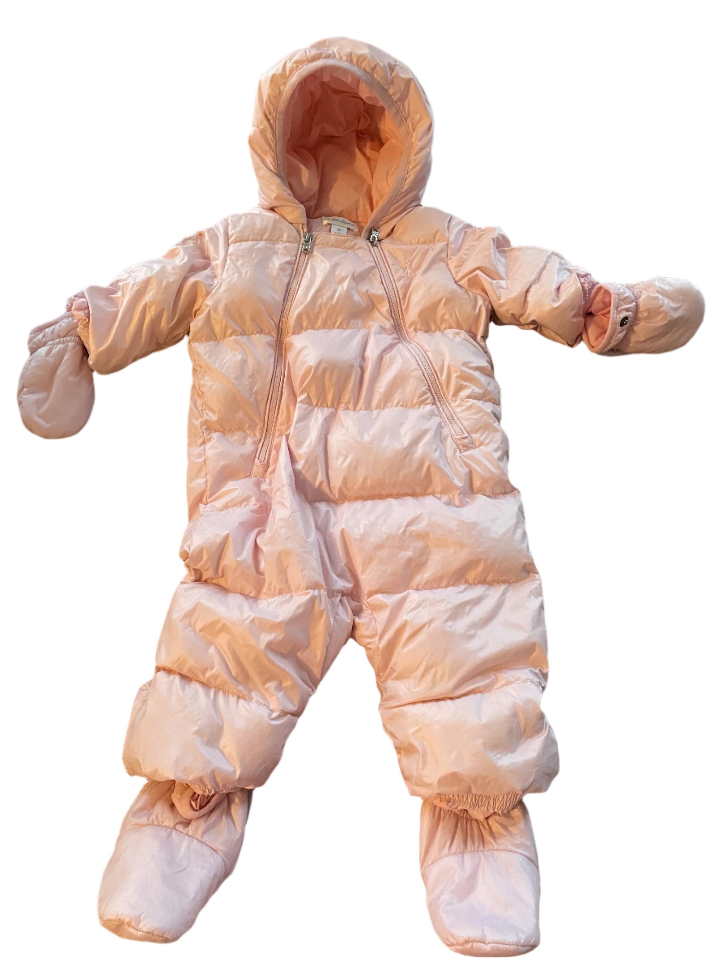 Ralph Lauren Pink Padded & Hooded Baby Snowsuit - size 68 (6M)