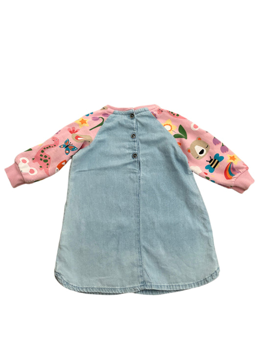 Long-sleeve blue demin dress - size 80 (9-12M)