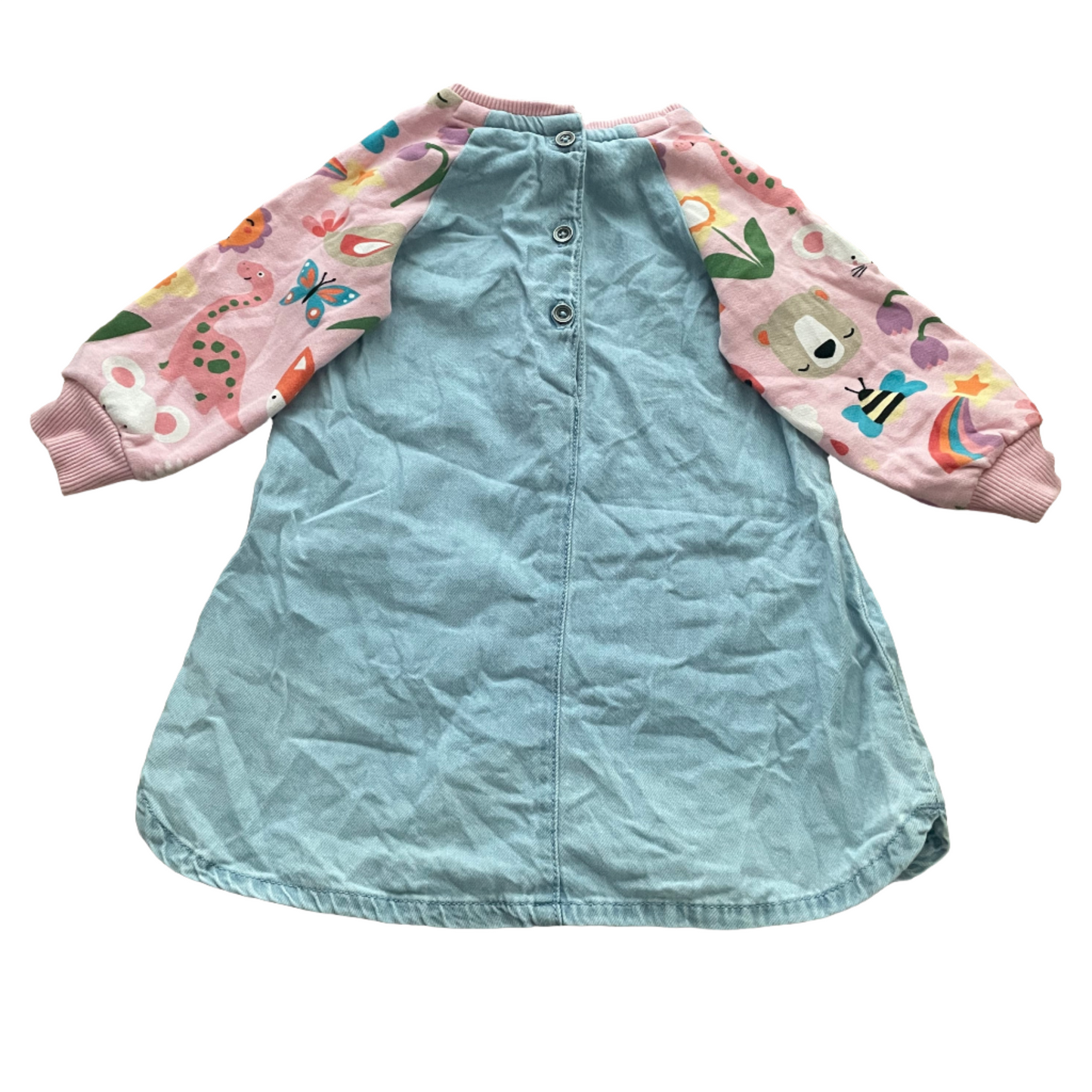 Blauwe denimjurk met lange mouwen - maat 80 (9-12M)