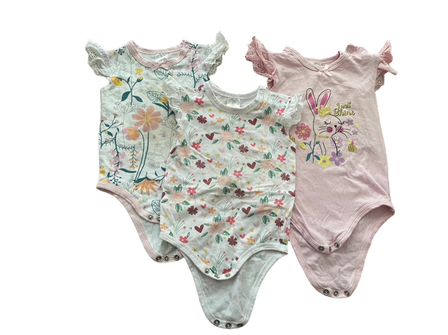Set of three short sleeve rompers - 74 (6-9M)