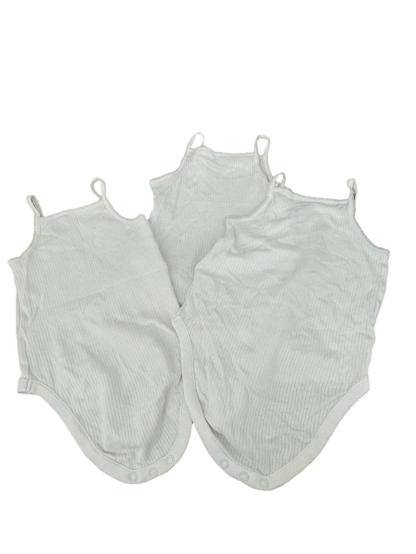 Set van vier mouwloze rompertjes met bandjes - maat 80 (9-12M)
