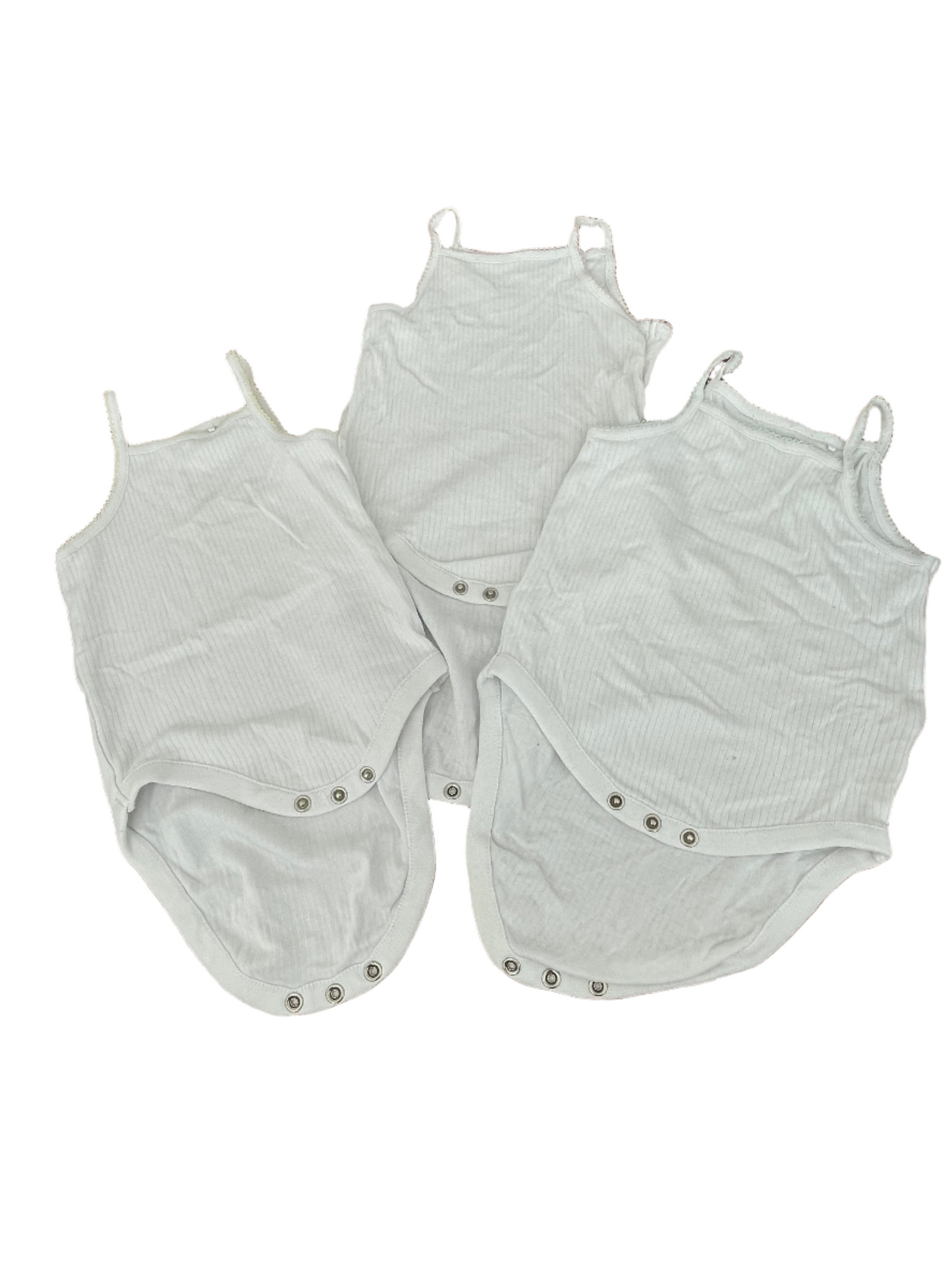 Set van vier mouwloze rompertjes met bandjes - maat 80 (9-12M)