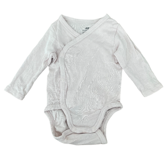 Set of two long sleeve wrap around rompers - size 56 (1-2M)