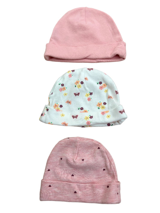 Set of Three Cotton Hats - Size 50/60 (0-3M)