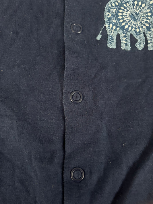 Navy Blue Onesie with Indian Elephant - size 62 (3-6M)