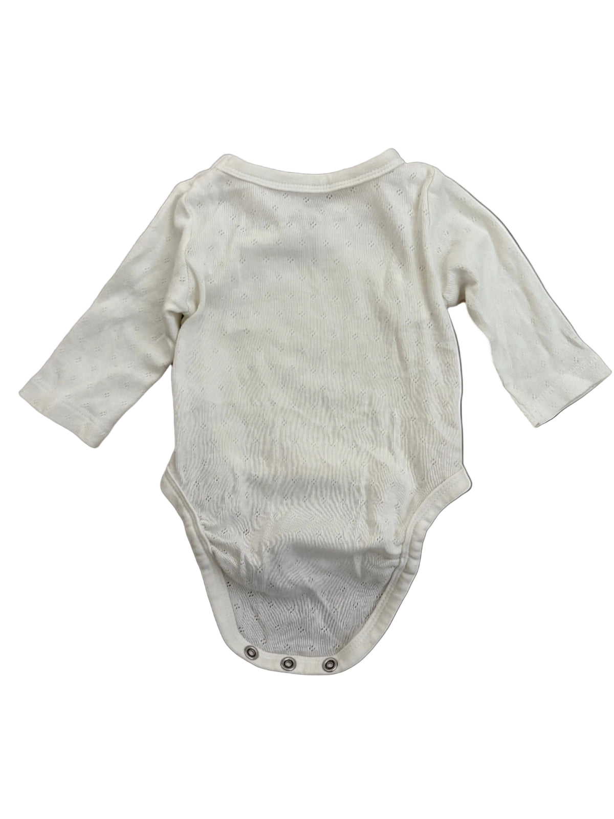 white baby onesie with long sleeves back