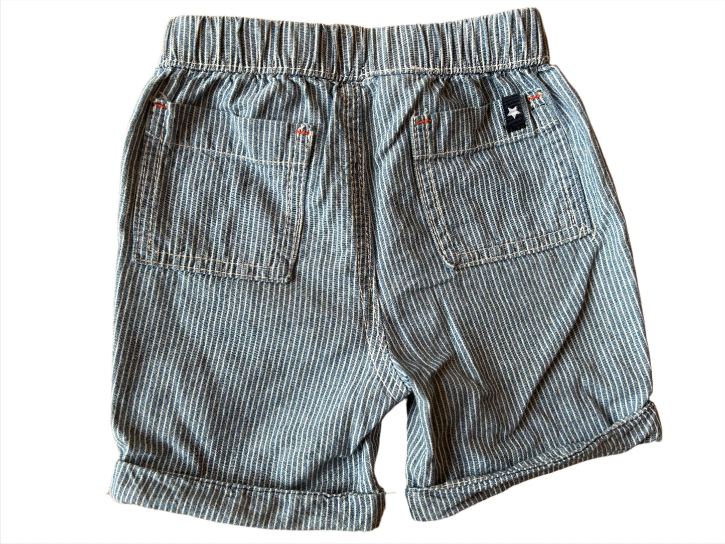 Blou en wit gestreepte kortbroek - 74-80 (6-12M)