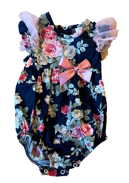 Bloemenrok Onesie met roze lint - maat 62 (3-6M)