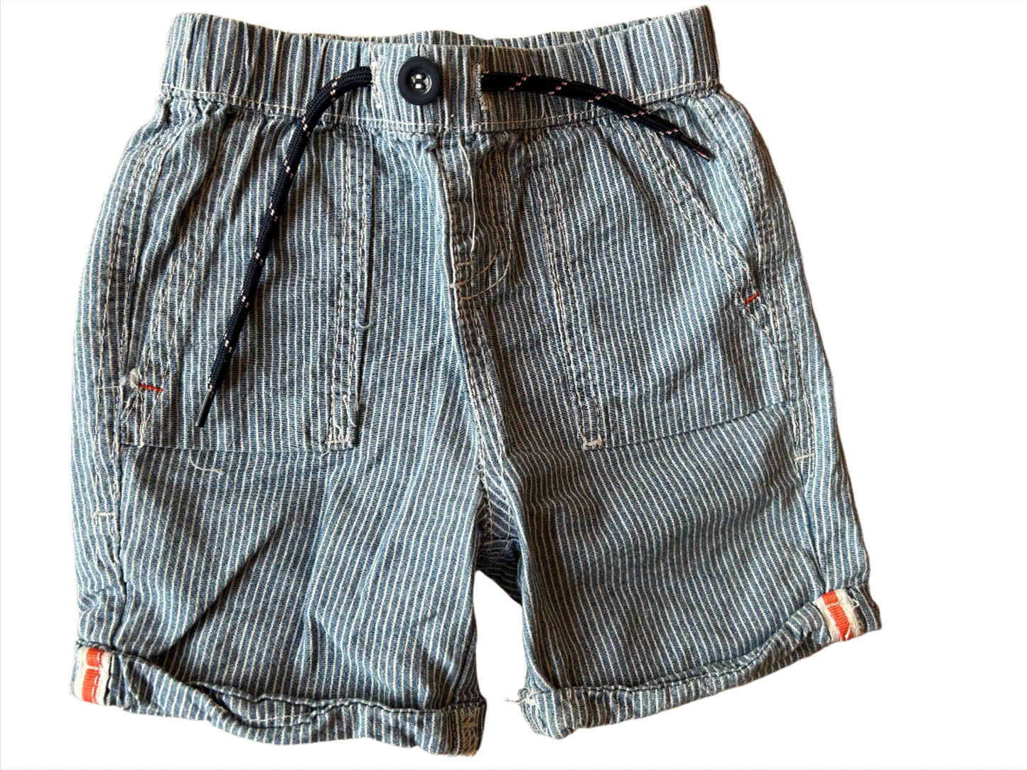 Blou en wit gestreepte kortbroek - 74-80 (6-12M)