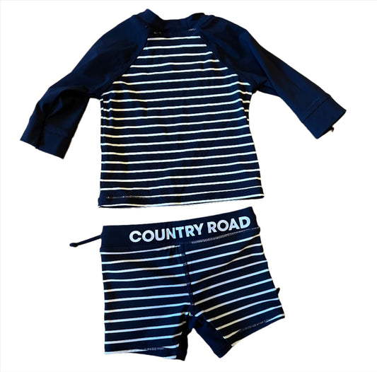 Baby marineblauw tweedelig badpak - maat 50 (pasgeboren)