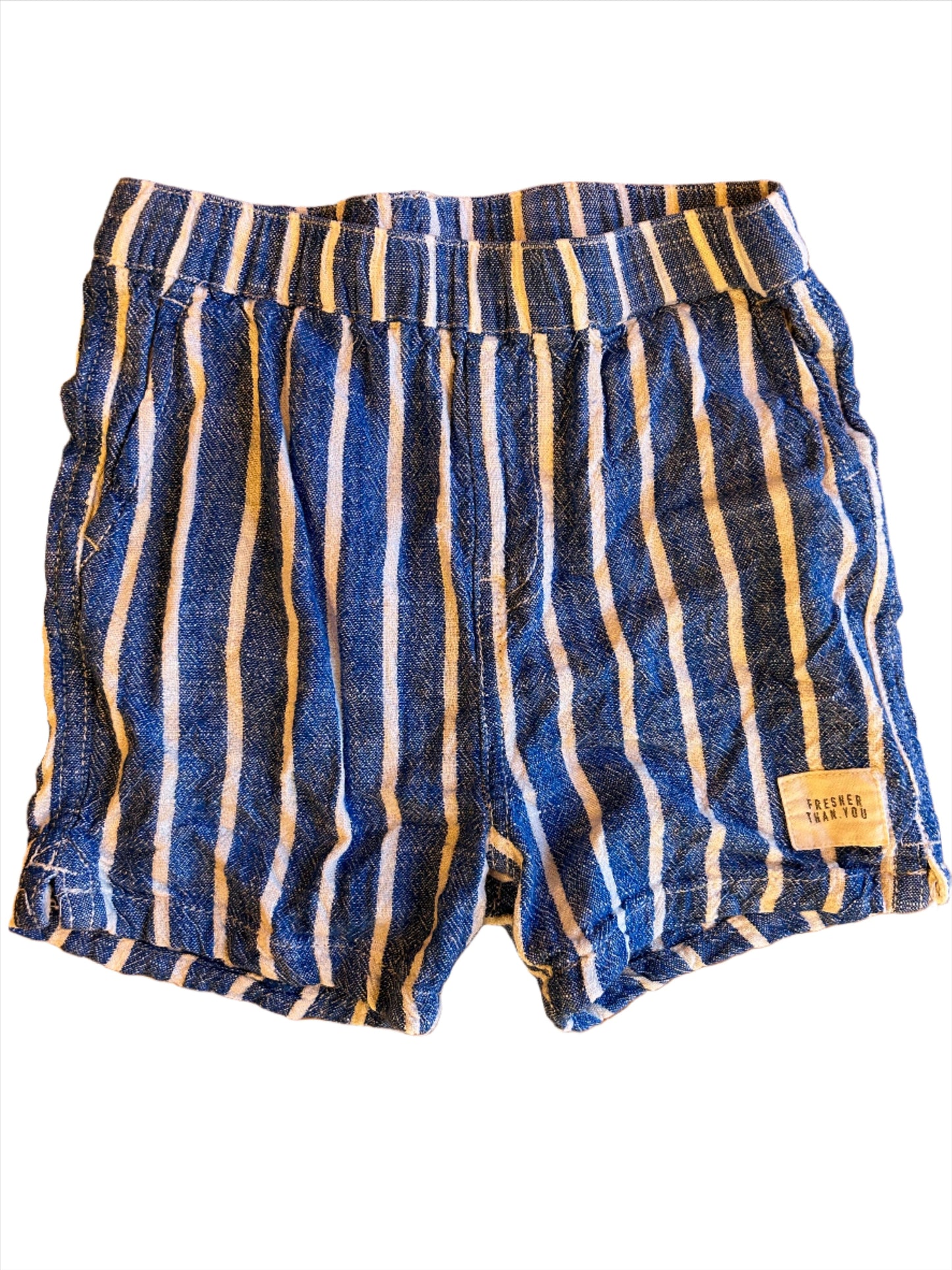 Blue and White Cotton Shorts - 74-80 (6-12M)
