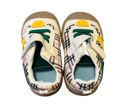 Antislip babyschoentjes met zwarte en rode strepen - maat 19