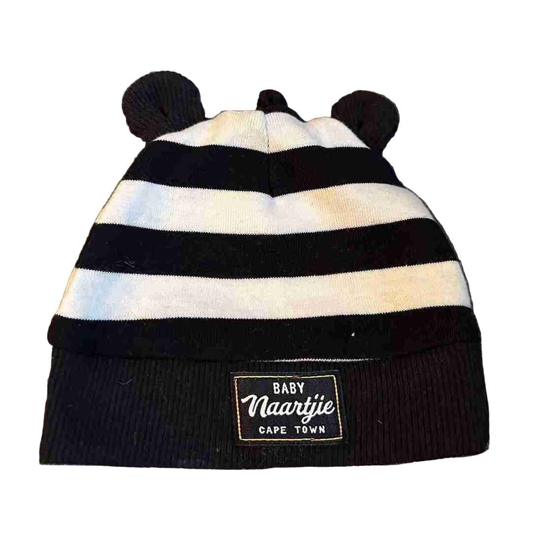 Blue and white striped baby cap