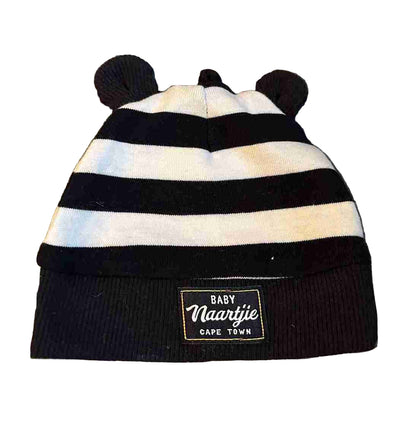 Blue and white striped baby cap