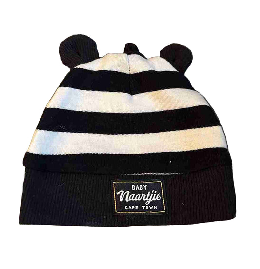 Blue and white striped baby cap