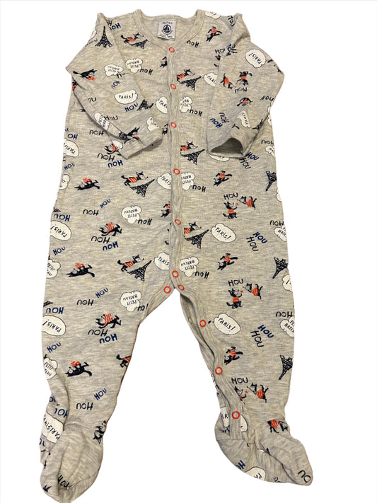 Petit Bateau Grijs/Blauw Jumpsuit - maat 74/80 (6-12M)
