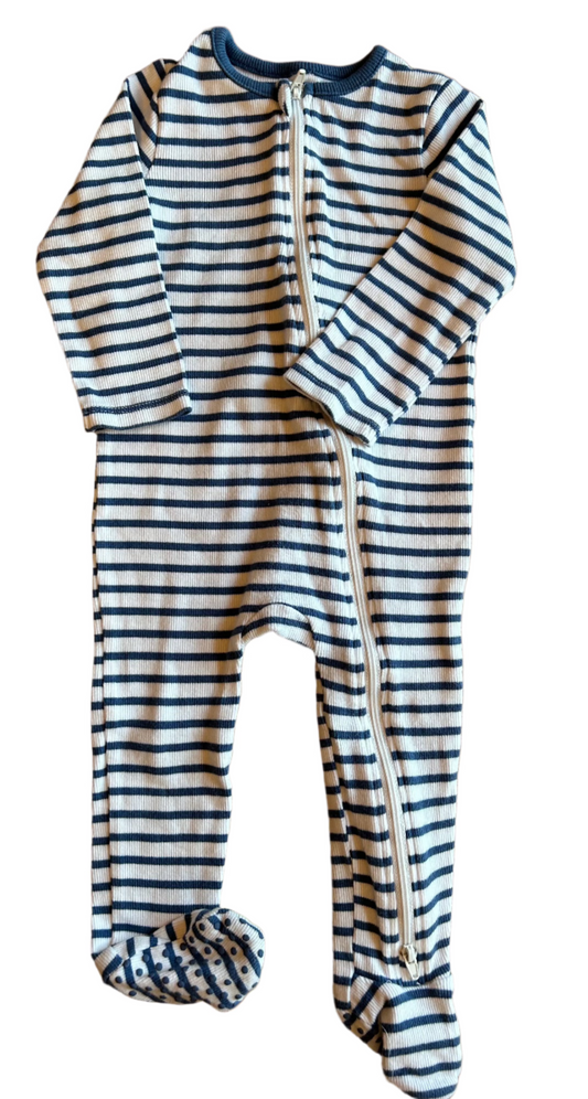 Blauwe gestreepte baby jumpsuit met lange mouwen - maat 74-80 (6-12M)