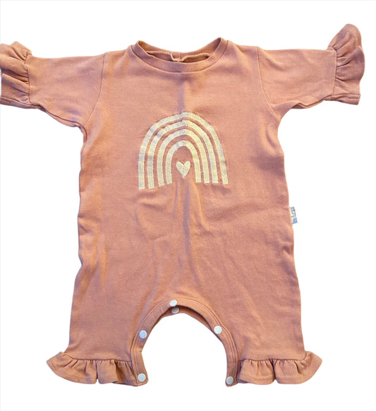 Dusty Pink Onesie met regenboogdetail - 50-60 (0-3M)