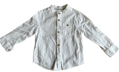 Wit jongensshirt met lange mouwen - maat 98/104 (2-4 jaar)