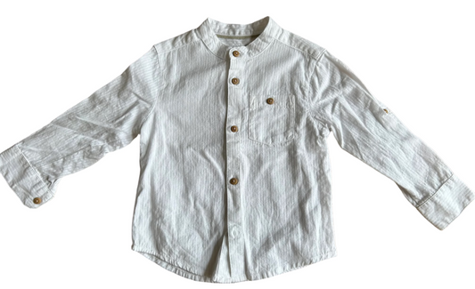 Wit jongensshirt met lange mouwen - maat 98/104 (2-4 jaar)