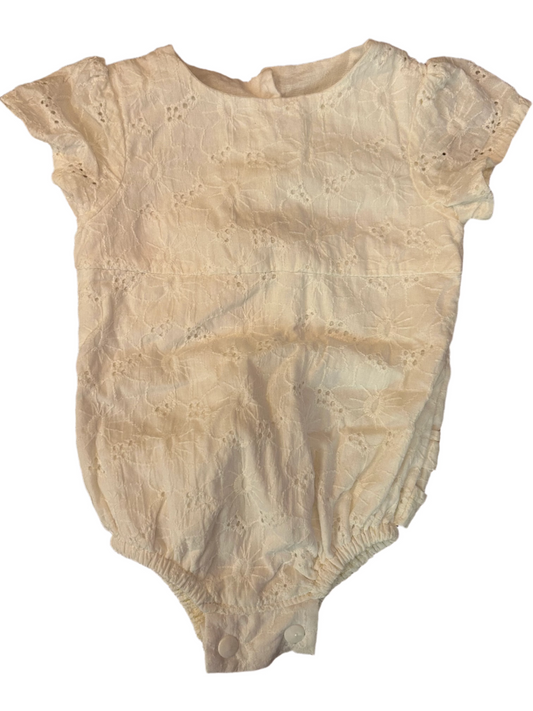 White Baby Girl Romper with Frilly Bottoms - size 68 (3-6M)