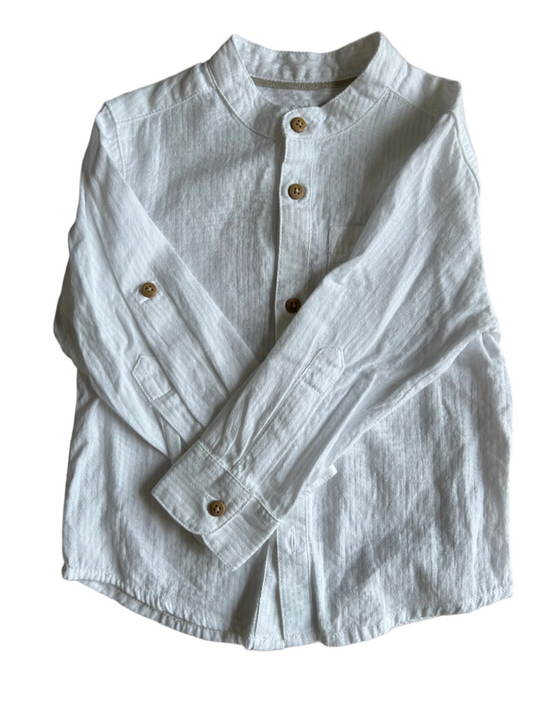 Wit jongensshirt met lange mouwen - maat 98/104 (2-4 jaar)