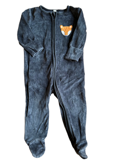 Marineblauwe fluwelen jumpsuit - maat 74 (6-9M)