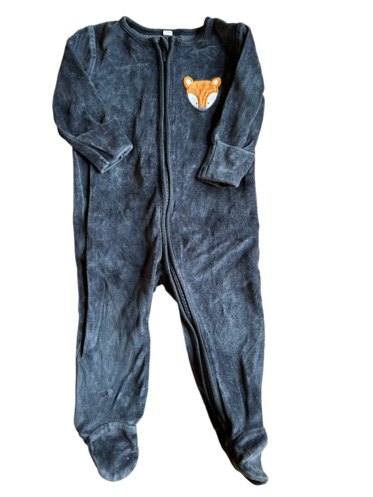 Marineblauwe fluwelen jumpsuit - maat 74 (6-9M)