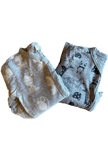 Set of two Gray Long-Sleeve Baby Onesies - size 74-80 (6-12M)