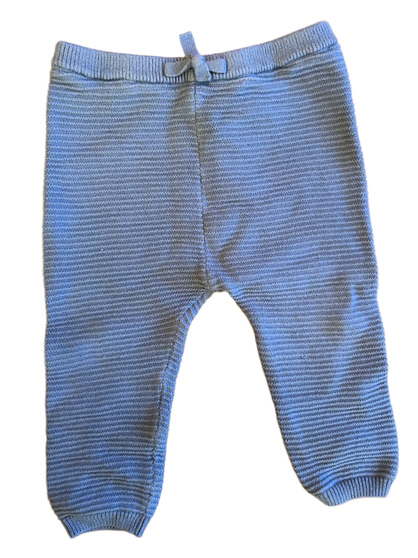 Gebreid turquoise vest en broek - maat 74-80 (6-12M)