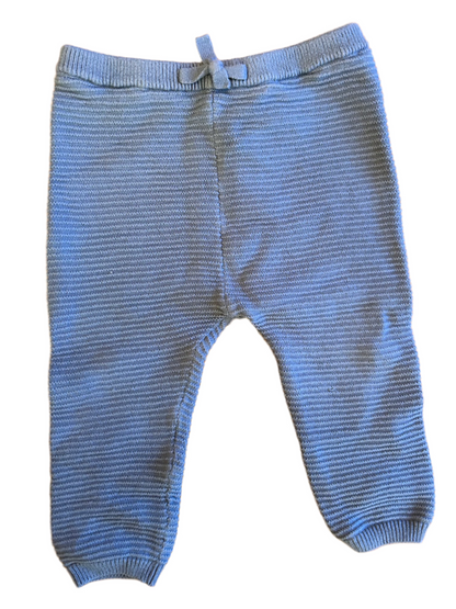 Gebreid turquoise vest en broek - maat 74-80 (6-12M)