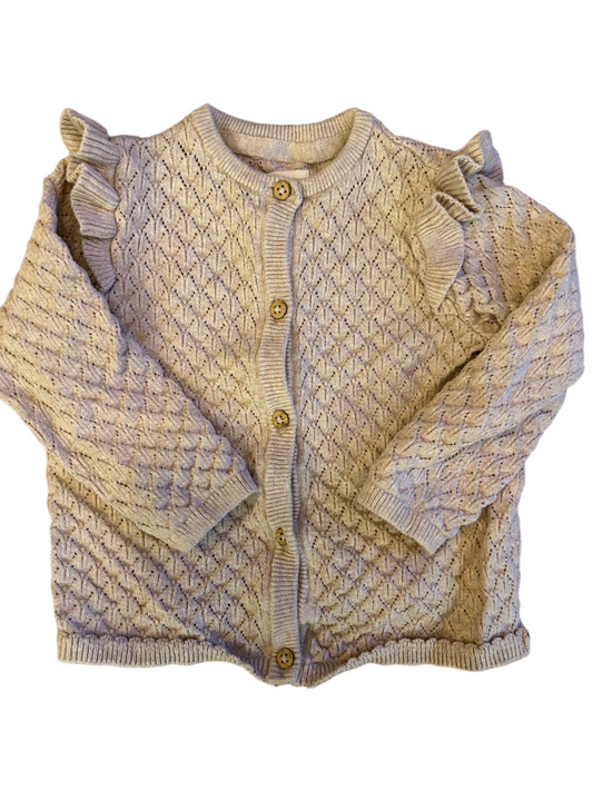 Beige gebreide cardigan met ruches - maat 74-80 (6-12M)
