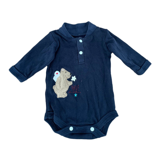 Marineblauwe romper met lange mouwen - maat 62 (3-6M)