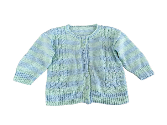 Gebreide blauw en groen gestreepte trui - 92-98 (2-3 jaar)