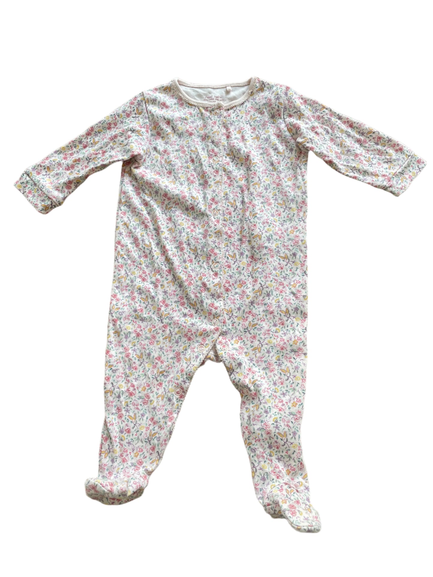 Twee-pack rompertjes met lange mouwen en bloemen - maat 74 (6-9M)